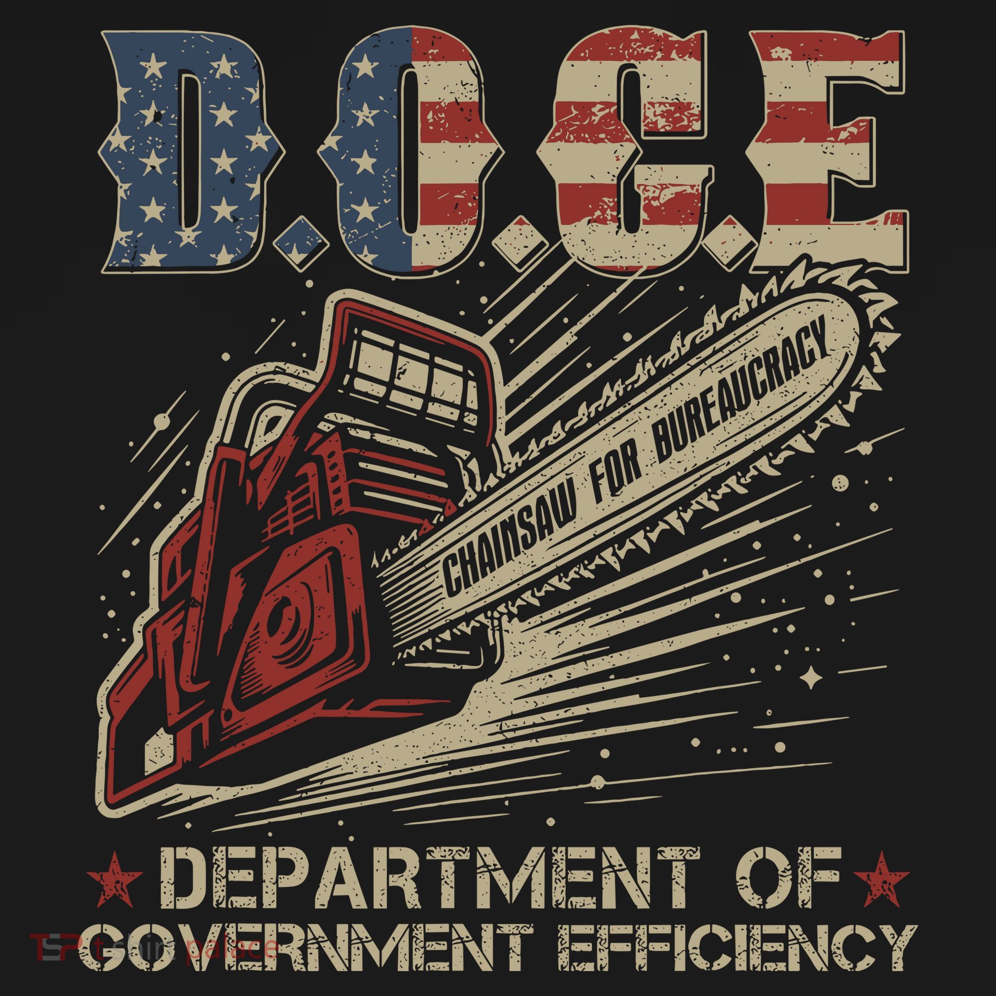 Chainsaw For Bureaucracy Funny D.O.G.E Doge Usa Flag Long Sleeve Shirt