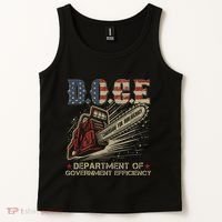 Chainsaw For Bureaucracy Funny D.O.G.E Doge Usa Flag Tank Top thumb 2