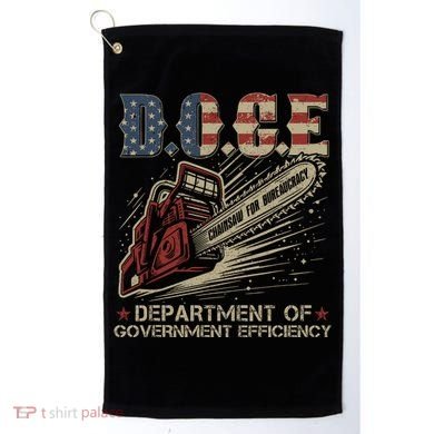 Chainsaw For Bureaucracy Funny D.O.G.E Doge Usa Flag Golf Towel