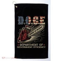 Chainsaw For Bureaucracy Funny D.O.G.E Doge Usa Flag Golf Towel thumb 0