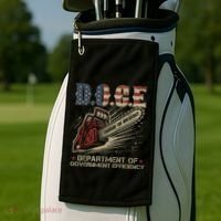 Chainsaw For Bureaucracy Funny D.O.G.E Doge Usa Flag Golf Towel thumb 2