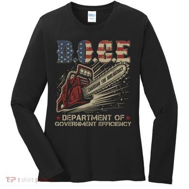 Chainsaw For Bureaucracy Funny D.O.G.E Doge Usa Flag Women's Long Sleeve Shirt
