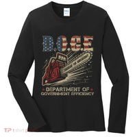 Chainsaw For Bureaucracy Funny D.O.G.E Doge Usa Flag Women's Long Sleeve Shirt thumb 0