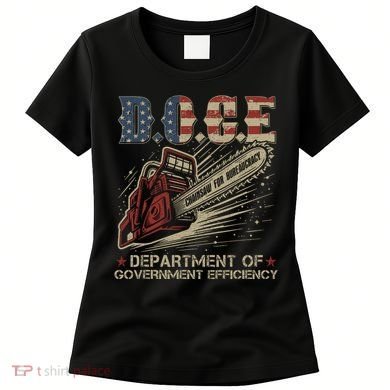 Chainsaw For Bureaucracy Funny D.O.G.E Doge Usa Flag Women's T-Shirt