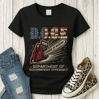 Chainsaw For Bureaucracy Funny D.O.G.E Doge Usa Flag Women's T-Shirt thumb 3