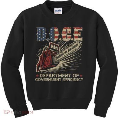 Chainsaw For Bureaucracy Funny D.O.G.E Doge Usa Flag Kids Sweatshirt