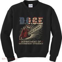 Chainsaw For Bureaucracy Funny D.O.G.E Doge Usa Flag Kids Sweatshirt thumb 0