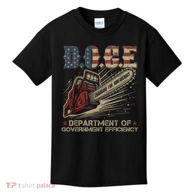 Chainsaw For Bureaucracy Funny D.O.G.E Doge Usa Flag Kids T-Shirt