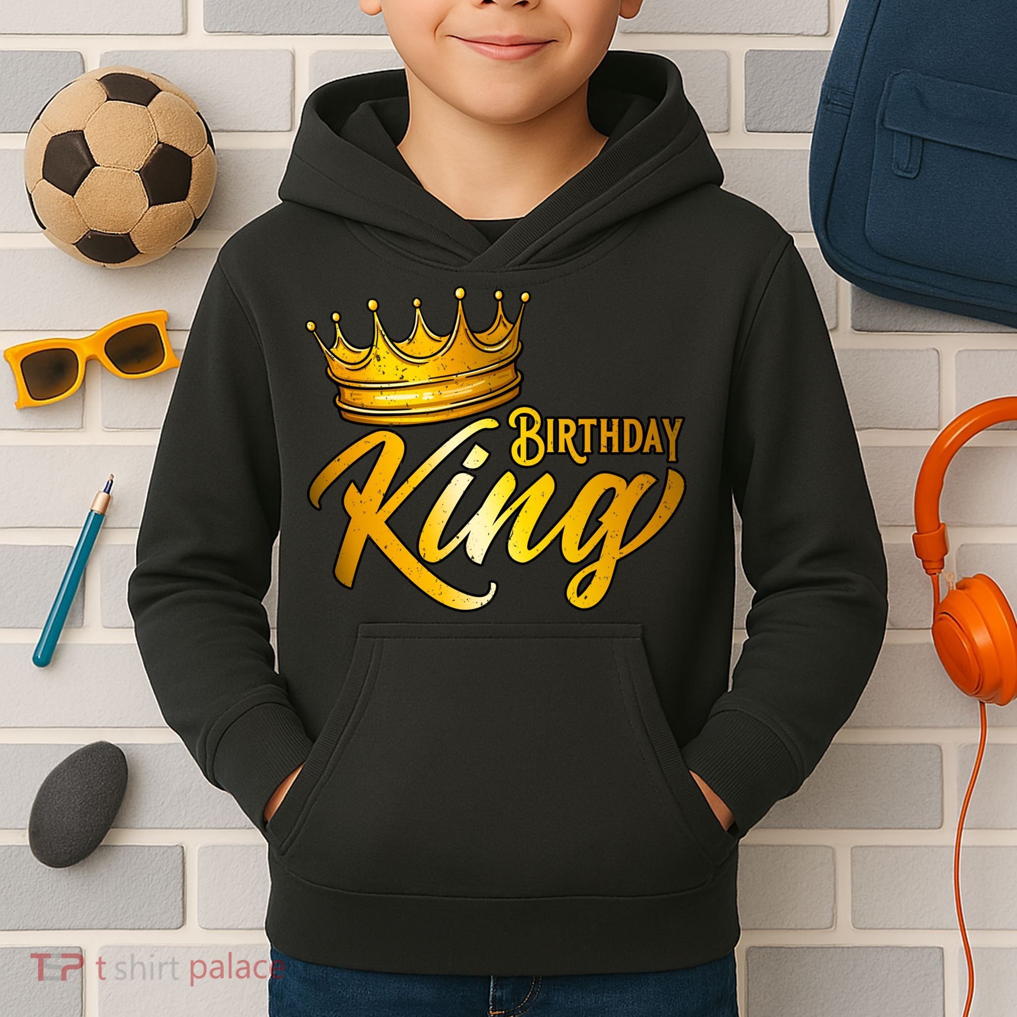 Cute Funny Birthday King Gift For S Birthday Gift Kids Hoodie