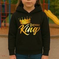 Cute Funny Birthday King Gift For S Birthday Gift Kids Hoodie thumb 3