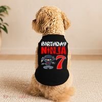 Cute Funny Birthday Ninja For 7 Year Old Little Ninja 7th Birthday Doggie Tank thumb 2