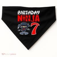 Cute Funny Birthday Ninja For 7 Year Old Little Ninja 7th Birthday USA-Made Doggie Bandana thumb 0