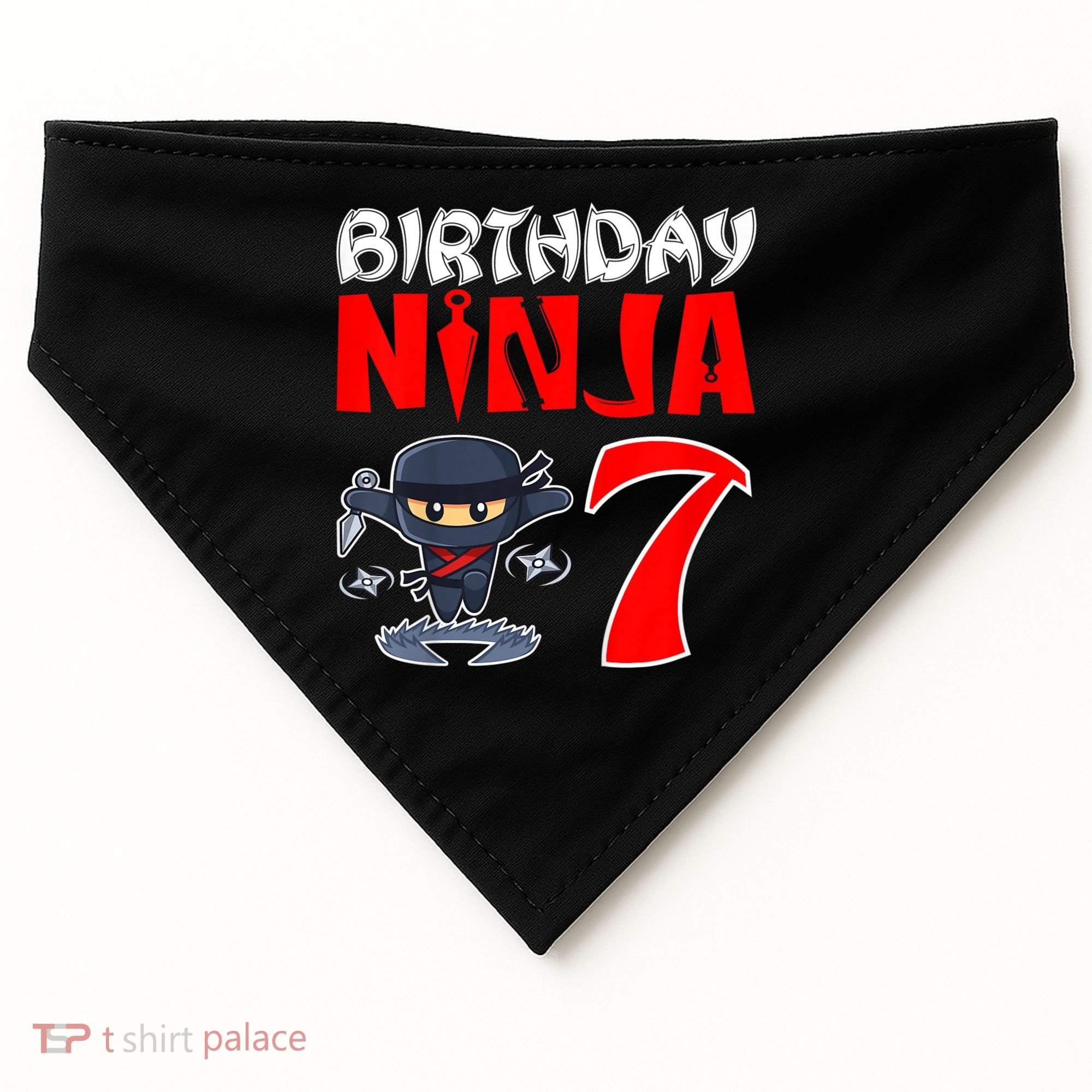 Cute Funny Birthday Ninja For 7 Year Old Little Ninja 7th Birthday USA-Made Doggie Bandana