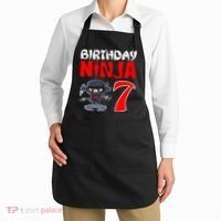 Cute Funny Birthday Ninja For 7 Year Old Little Ninja 7th Birthday Apron thumb 2