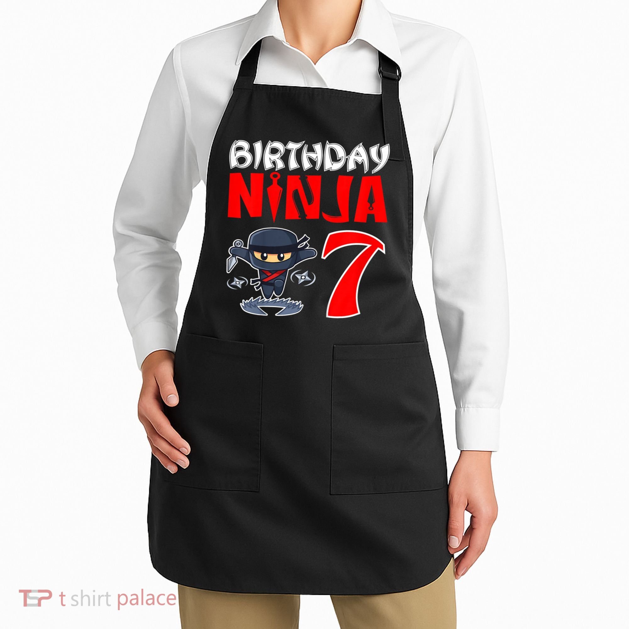 Cute Funny Birthday Ninja For 7 Year Old Little Ninja 7th Birthday Apron