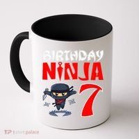 Cute Funny Birthday Ninja For 7 Year Old Little Ninja 7th Birthday Coffee Mug thumb 0