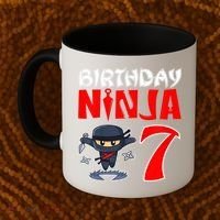 Cute Funny Birthday Ninja For 7 Year Old Little Ninja 7th Birthday Coffee Mug thumb 2