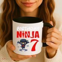 Cute Funny Birthday Ninja For 7 Year Old Little Ninja 7th Birthday Coffee Mug thumb 3