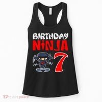 Cute Funny Birthday Ninja For 7 Year Old Little Ninja 7th Birthday Women's Tank Top thumb 0