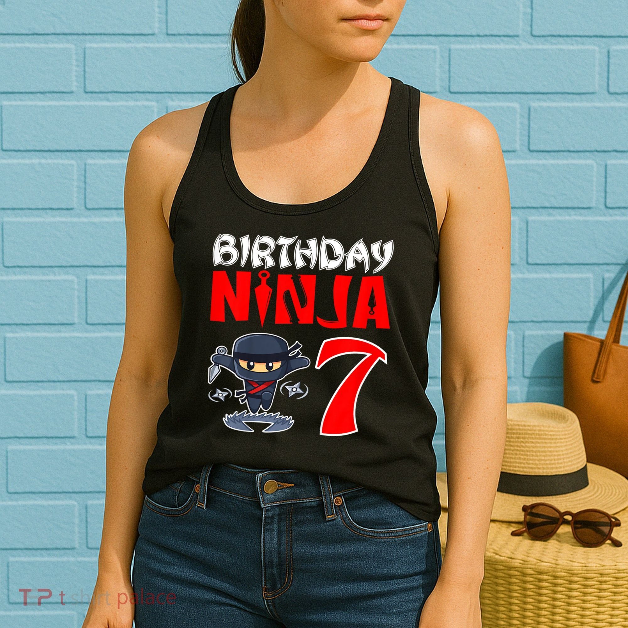 Cute Funny Birthday Ninja For 7 Year Old Little Ninja 7th Birthday Women's Tank Top