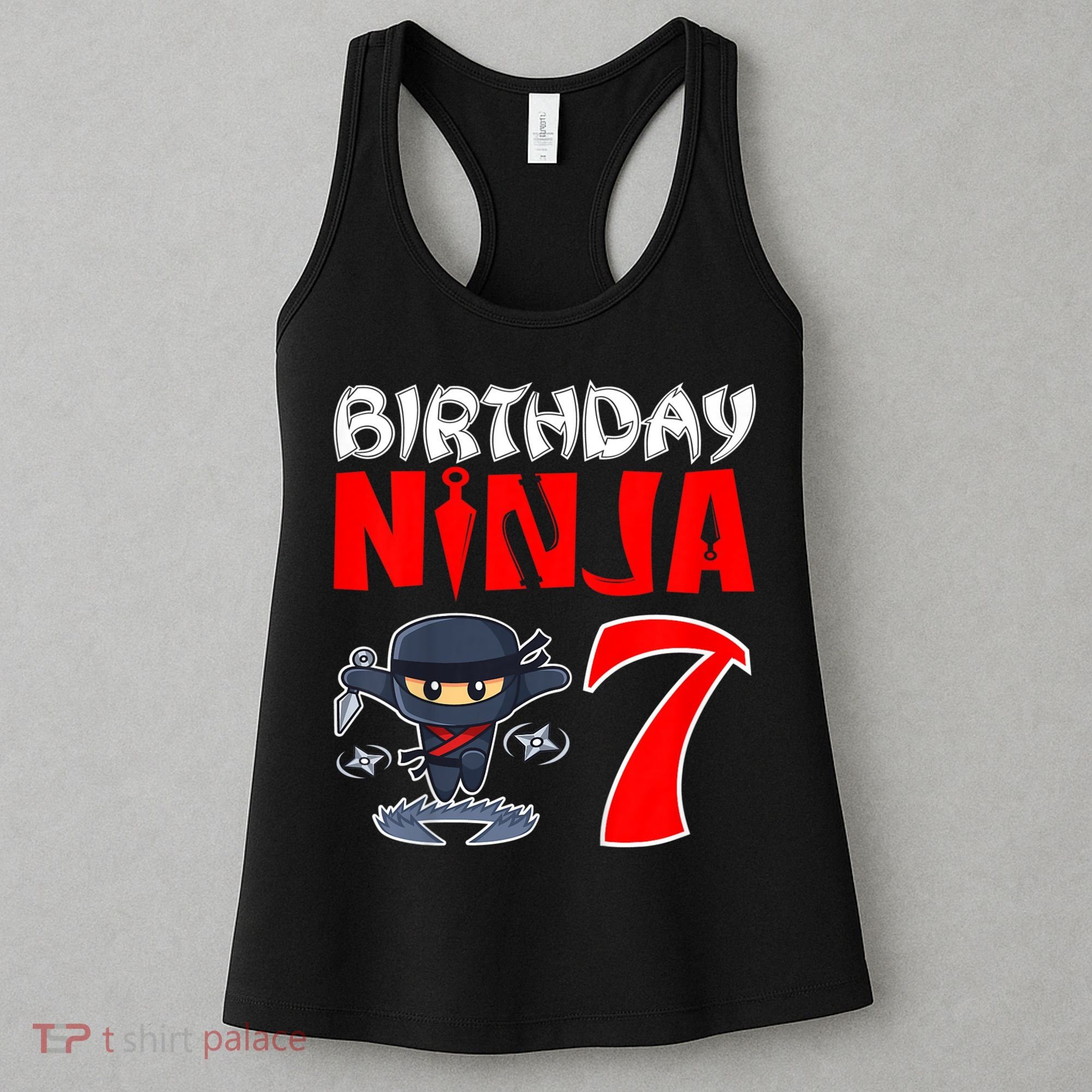 Cute Funny Birthday Ninja For 7 Year Old Little Ninja 7th Birthday Women's Tank Top