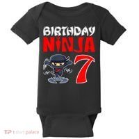 Cute Funny Birthday Ninja For 7 Year Old Little Ninja 7th Birthday Baby Bodysuit thumb 0
