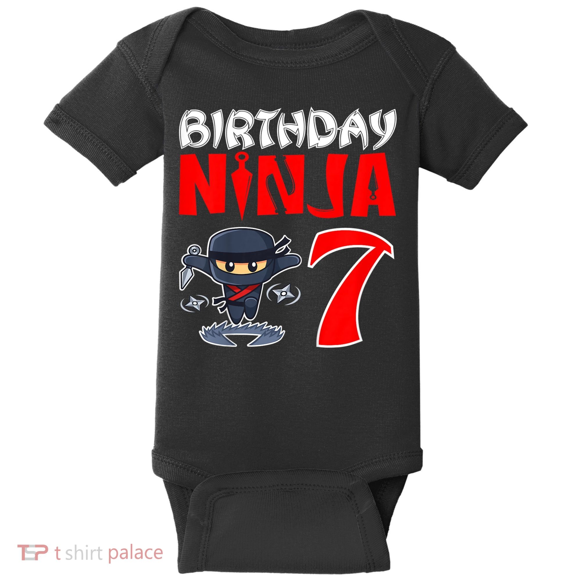 Cute Funny Birthday Ninja For 7 Year Old Little Ninja 7th Birthday Baby Bodysuit