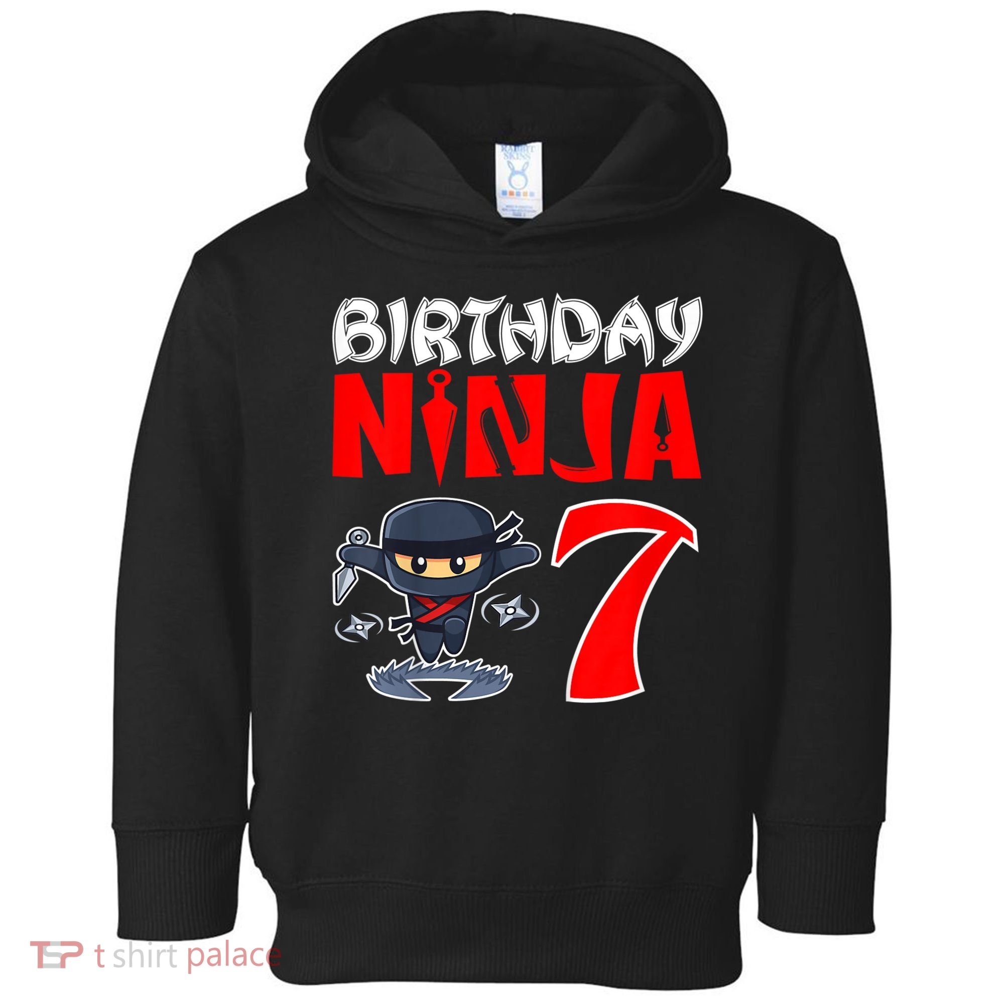 Cute Funny Birthday Ninja For 7 Year Old Little Ninja 7th Birthday Toddler Hoodie