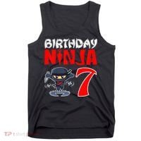 Cute Funny Birthday Ninja For 7 Year Old Little Ninja 7th Birthday Tank Top thumb 0