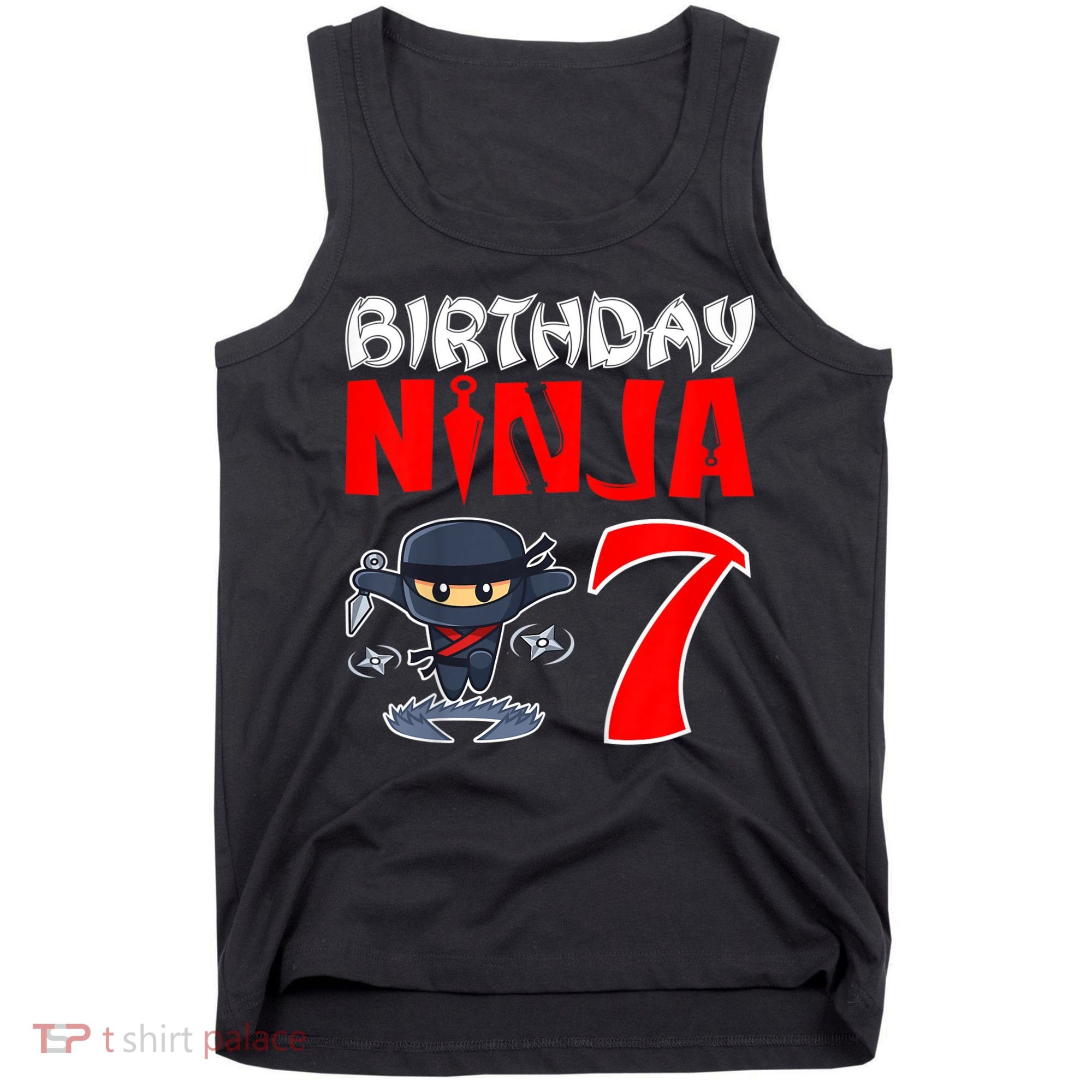 Cute Funny Birthday Ninja For 7 Year Old Little Ninja 7th Birthday Tank Top