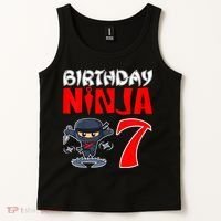Cute Funny Birthday Ninja For 7 Year Old Little Ninja 7th Birthday Tank Top thumb 2