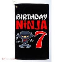 Cute Funny Birthday Ninja For 7 Year Old Little Ninja 7th Birthday Golf Towel thumb 0