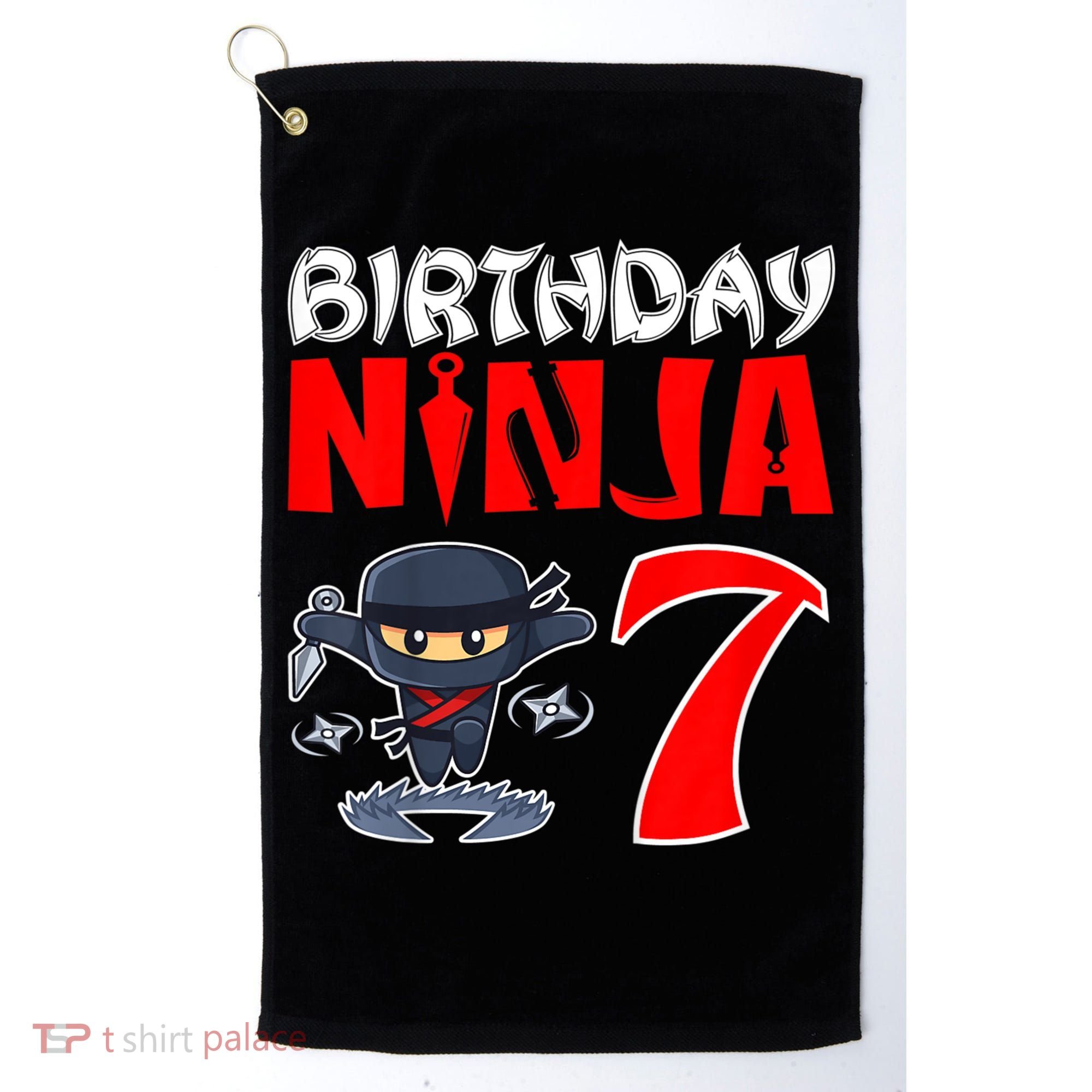 Cute Funny Birthday Ninja For 7 Year Old Little Ninja 7th Birthday Golf Towel