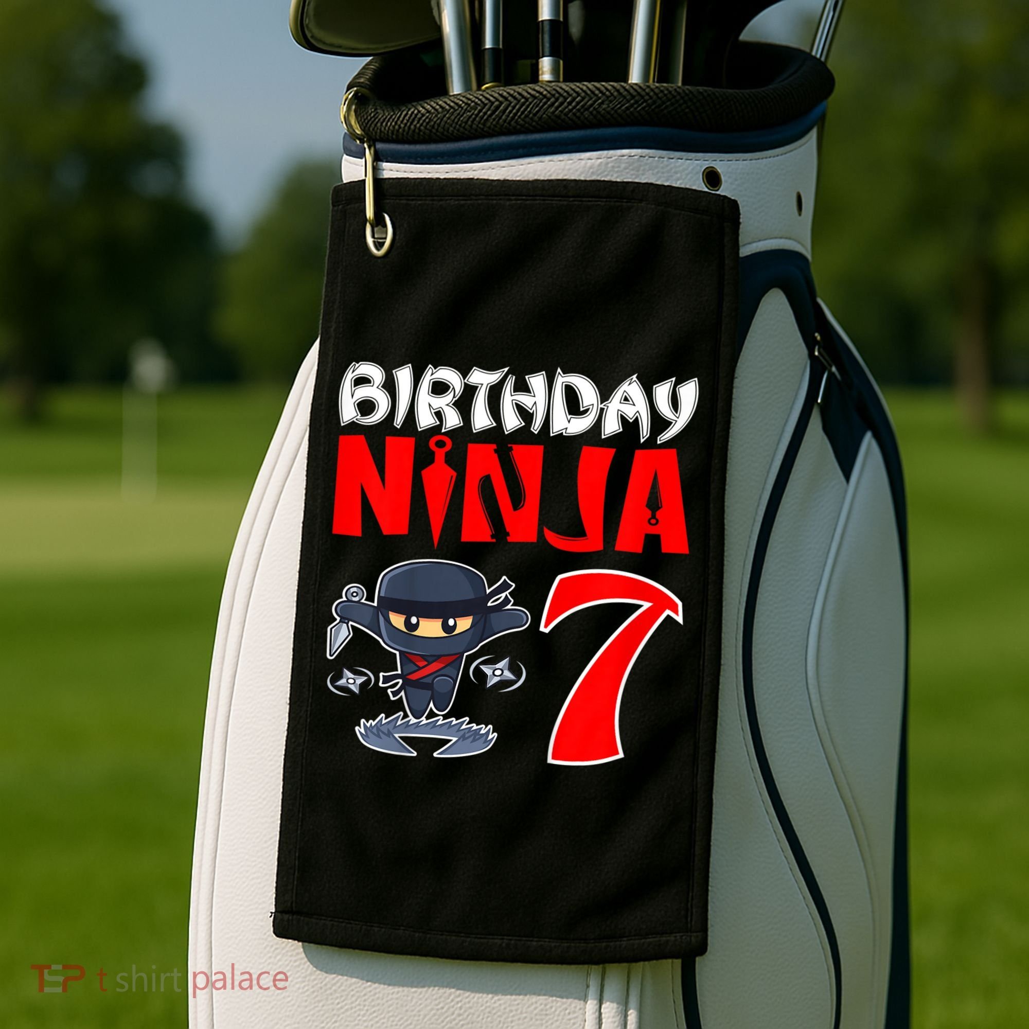 Cute Funny Birthday Ninja For 7 Year Old Little Ninja 7th Birthday Golf Towel