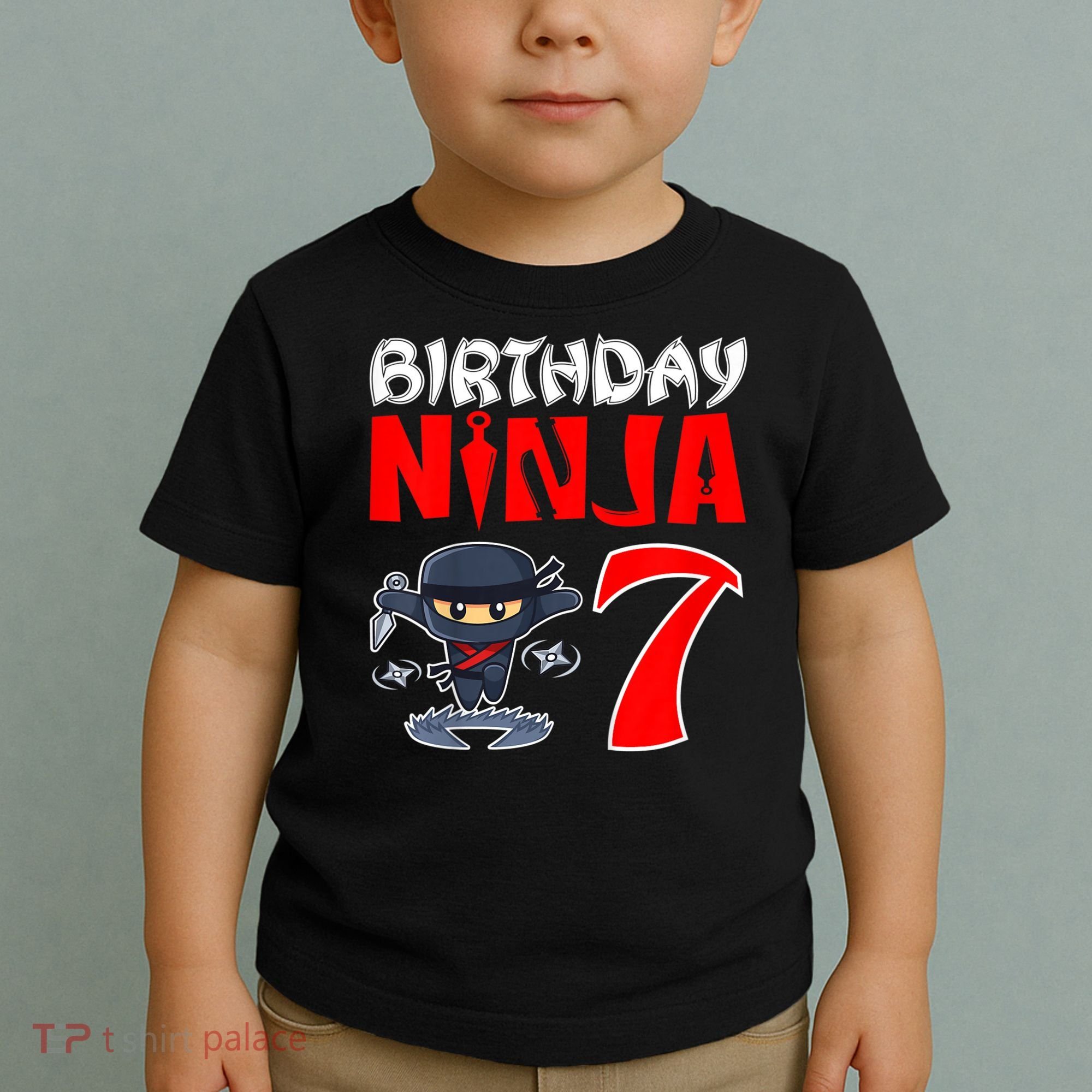 Cute Funny Birthday Ninja For 7 Year Old Little Ninja 7th Birthday Toddler T-Shirt