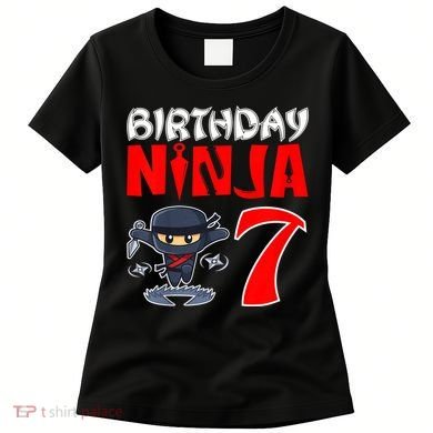 Cute Funny Birthday Ninja For 7 Year Old Little Ninja 7th Birthday Women's T-Shirt