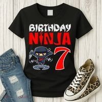 Cute Funny Birthday Ninja For 7 Year Old Little Ninja 7th Birthday Women's T-Shirt thumb 3
