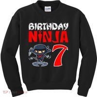 Cute Funny Birthday Ninja For 7 Year Old Little Ninja 7th Birthday Kids Sweatshirt thumb 0