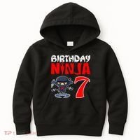 Cute Funny Birthday Ninja For 7 Year Old Little Ninja 7th Birthday Kids Hoodie thumb 0
