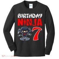 Cute Funny Birthday Ninja For 7 Year Old Little Ninja 7th Birthday Kids Long Sleeve Shirt thumb 0