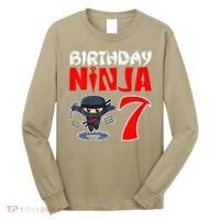 Cute Funny Birthday Ninja For 7 Year Old Little Ninja 7th Birthday Long Sleeve Shirt thumb 0