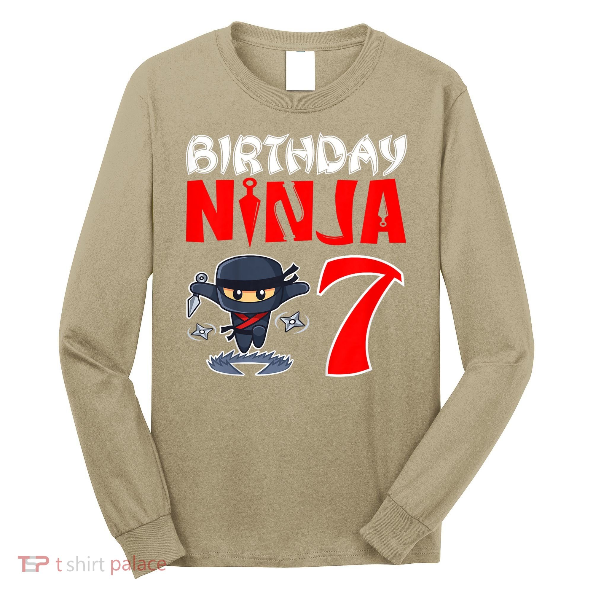 Cute Funny Birthday Ninja For 7 Year Old Little Ninja 7th Birthday Long Sleeve Shirt