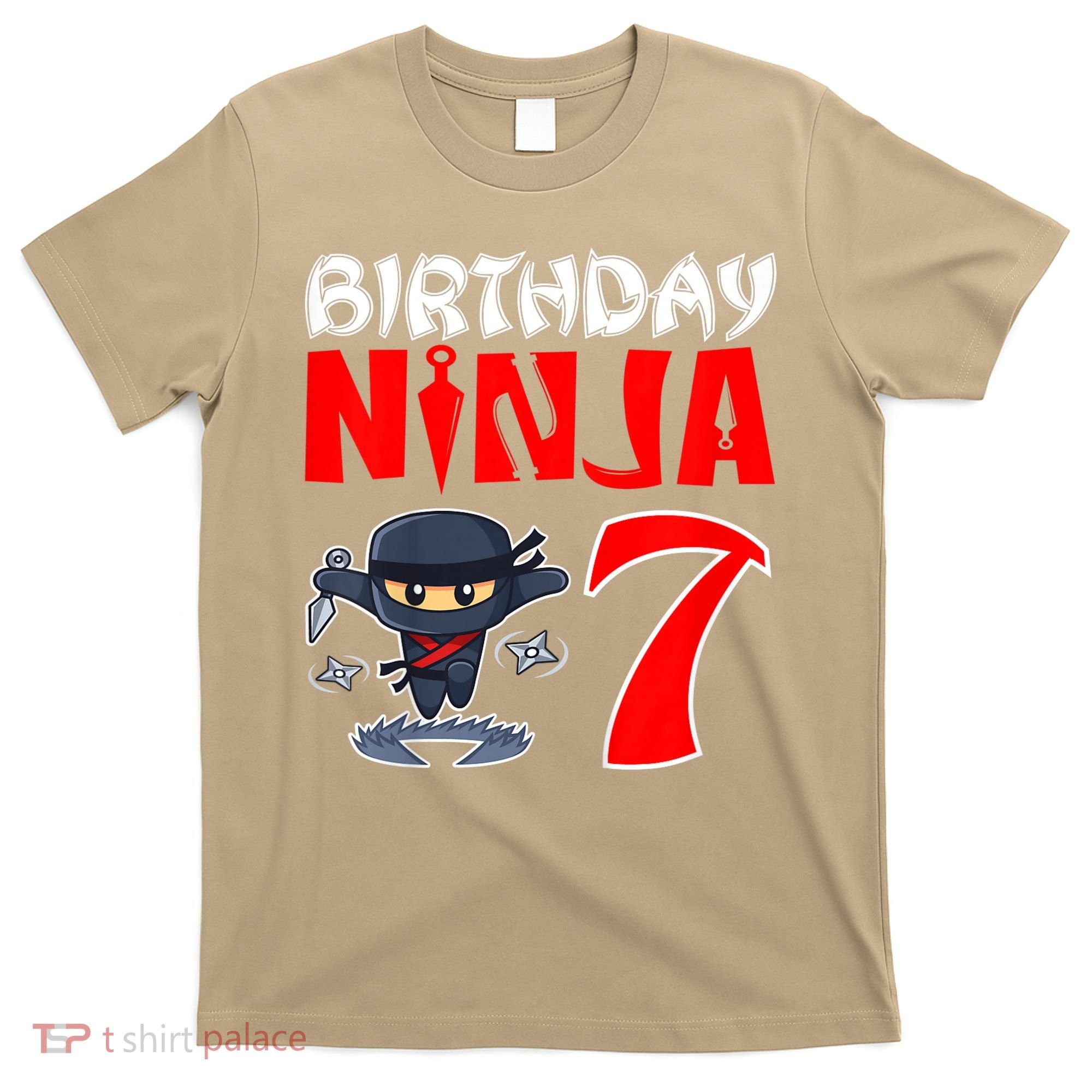 Cute Funny Birthday Ninja For 7 Year Old Little Ninja 7th Birthday T-Shirt