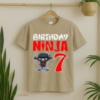 Cute Funny Birthday Ninja For 7 Year Old Little Ninja 7th Birthday T-Shirt thumb 2