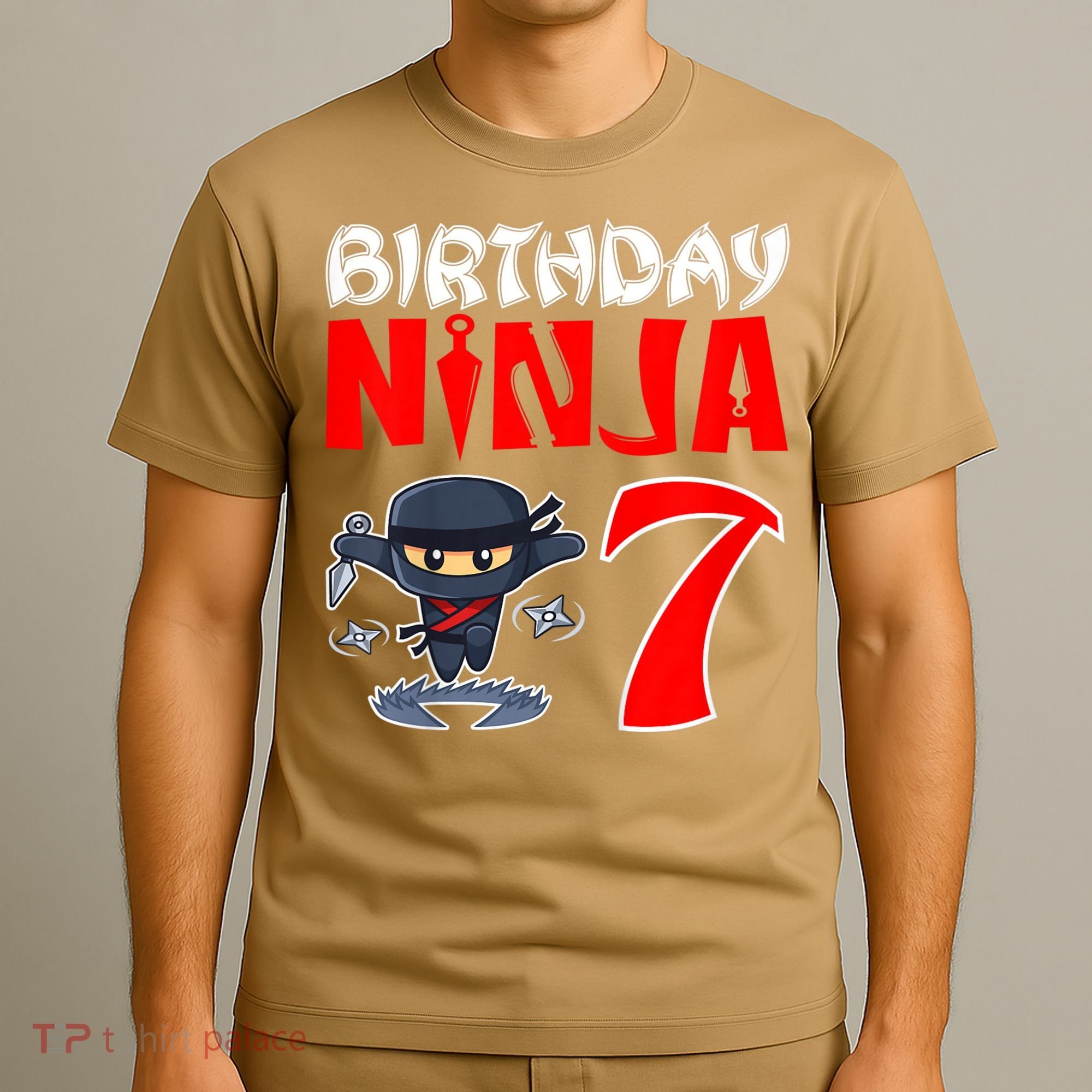 Cute Funny Birthday Ninja For 7 Year Old Little Ninja 7th Birthday T-Shirt