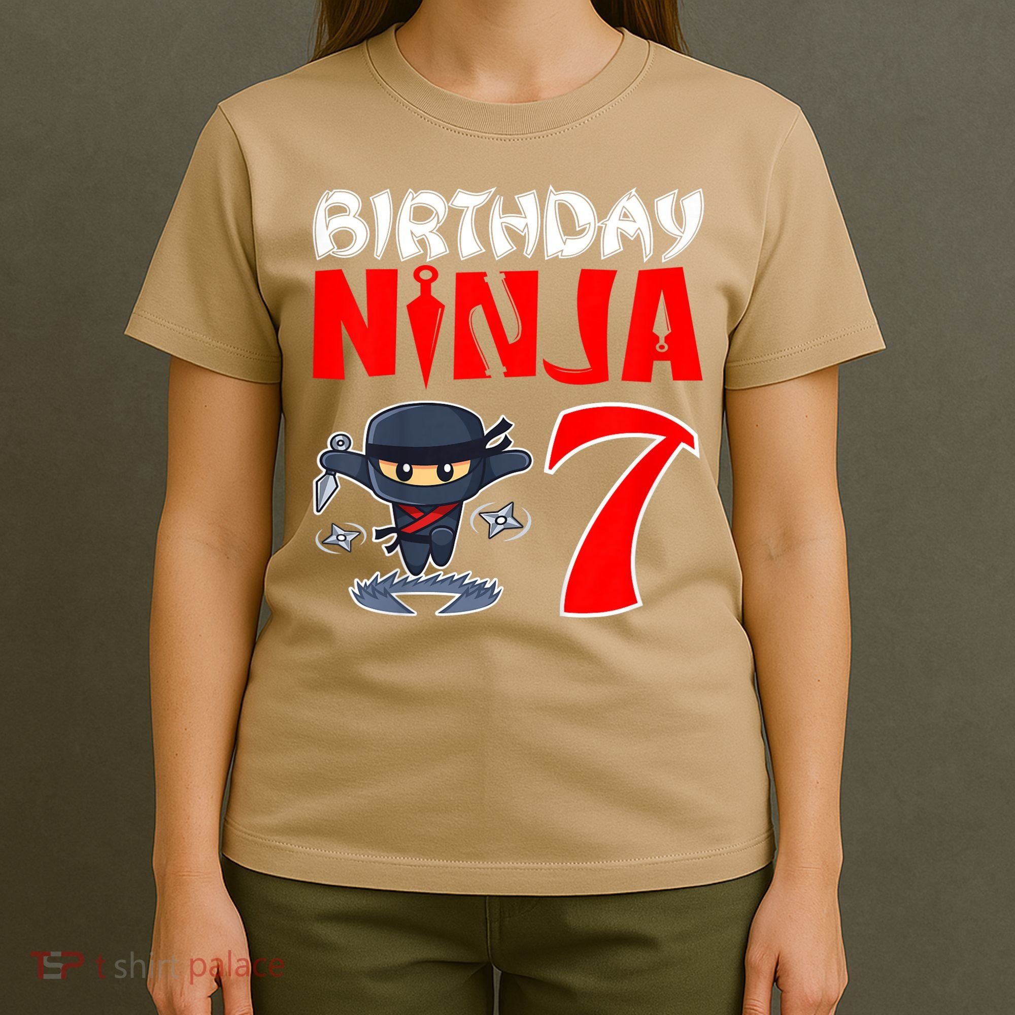 Cute Funny Birthday Ninja For 7 Year Old Little Ninja 7th Birthday T-Shirt