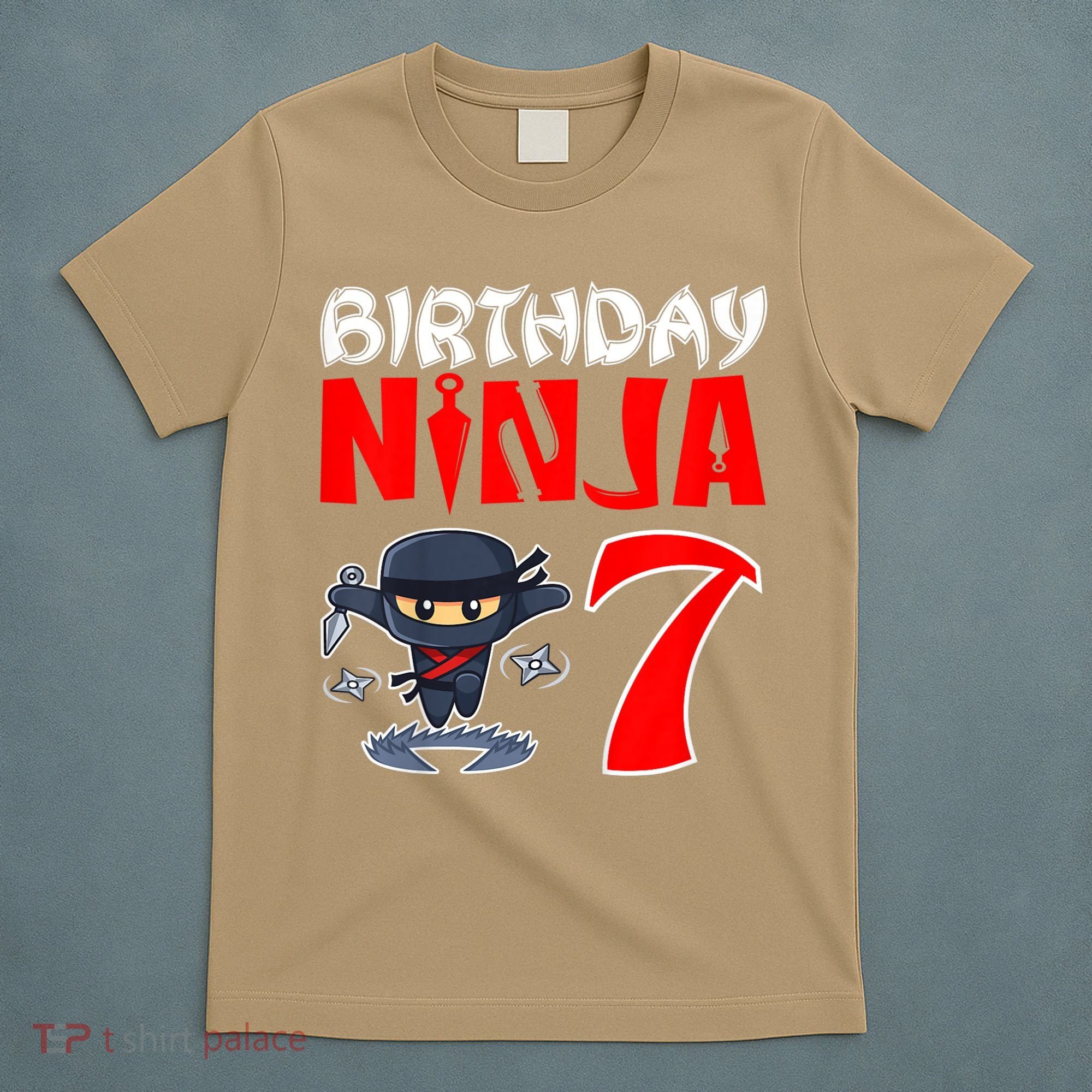 Cute Funny Birthday Ninja For 7 Year Old Little Ninja 7th Birthday T-Shirt