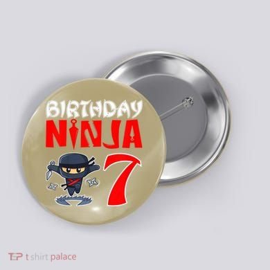 Cute Funny Birthday Ninja For 7 Year Old Little Ninja 7th Birthday Button