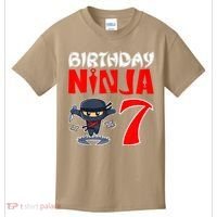 Cute Funny Birthday Ninja For 7 Year Old Little Ninja 7th Birthday Kids T-Shirt thumb 0