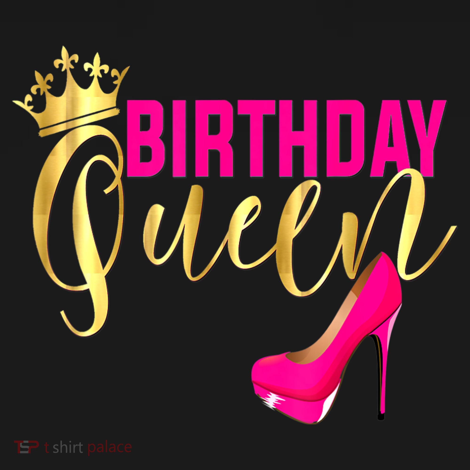 Cute Funny Birthday Queen Gift Girly Pink Shoe Crown Wo Birthday Women's Hoodie